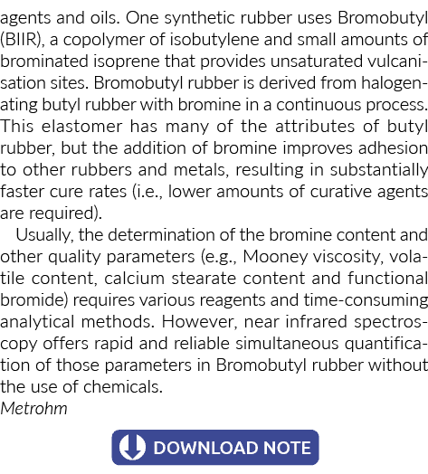 代理和油。一个合成橡胶使用Bromobutyl (BIIR),异丁烯共聚物和少量的bromina……