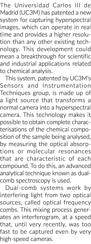 马德里卡洛斯三世大学(UC3M)专利获取高光谱图像的新系统,可以啊…