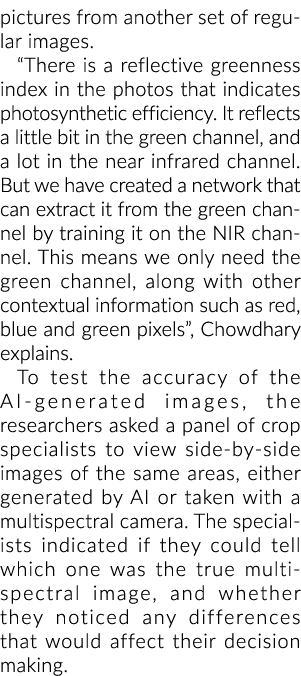 照片从另一组常规图像。“反射绿色指数的照片表明辐透……