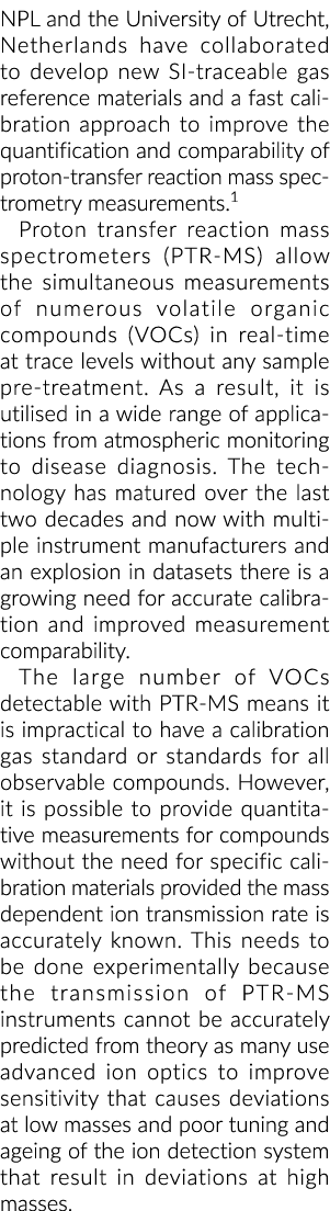 荷兰乌得勒支大学的不良贷款和合作开发新SI可追踪气体参考资料……