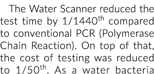 水扫描仪测试时间减少了1/1440th相比传统PCR(聚合酶链反应)。在上面……