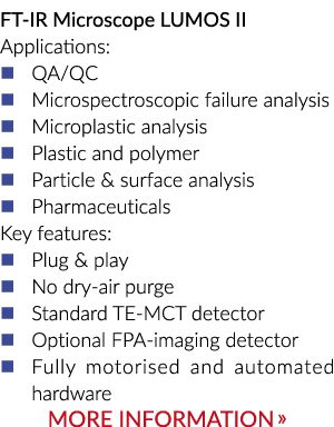 FT IR显微镜lumo第二应用程序:�QA / QC�Microspectroscopic失效分析��塑料微粒分析体……